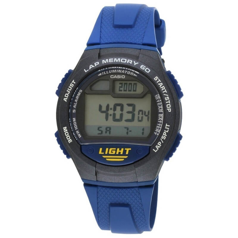 Casio Men's W734-2AV Blue Rubber Quartz Watch with Digital Dial Grey