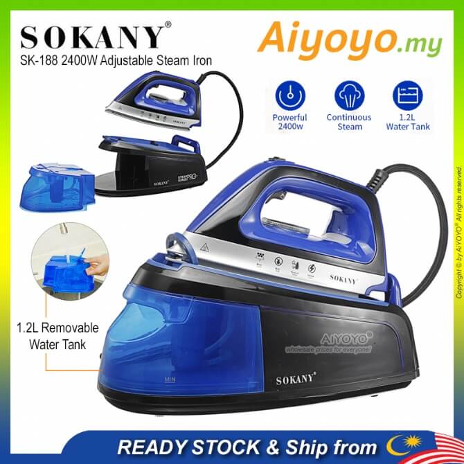 SOKANY Electric Adjustable Steam Iron Steamer SK 188 2400W 1.2L Sterika