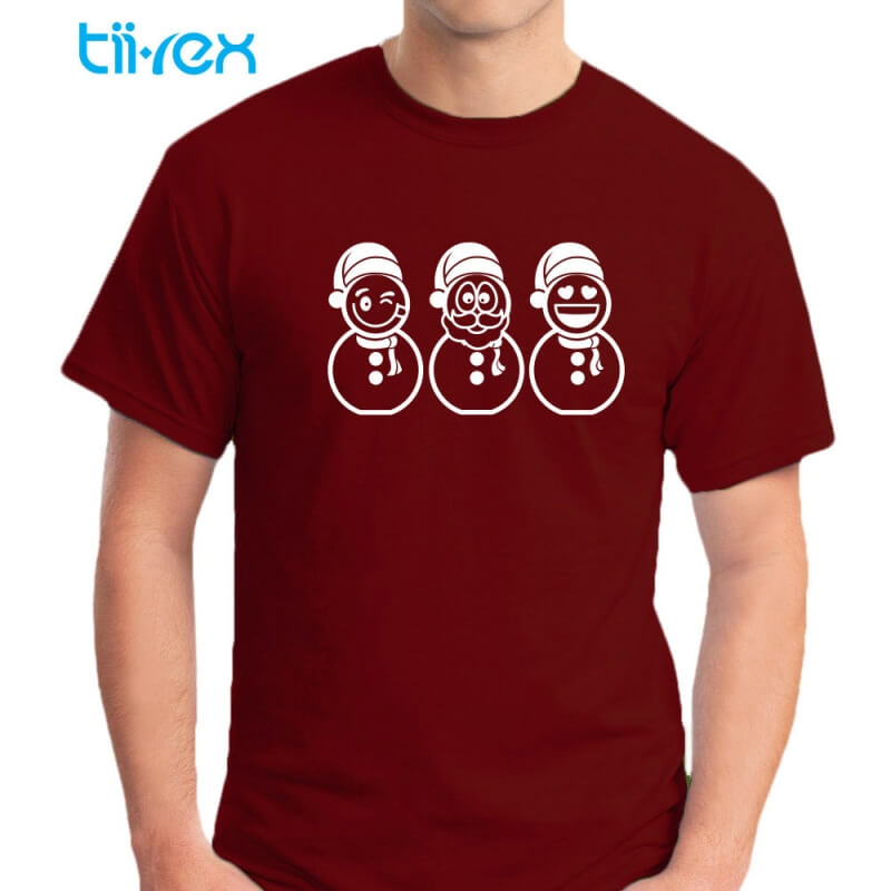 Tii-Rex Christmas Emoji Snowman Season Greeting Bless Unisex Round Neck T Shirt