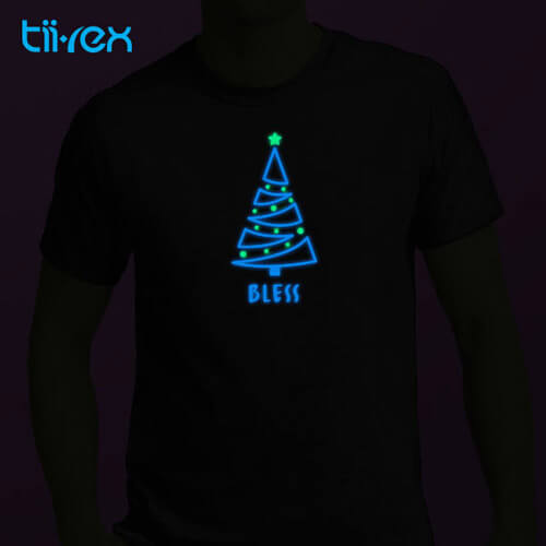 Tii-Rex Bless Xmas Tree Decor Ornaments Premium Design Glow In The Dark Unisex Cotton T-Shirt
