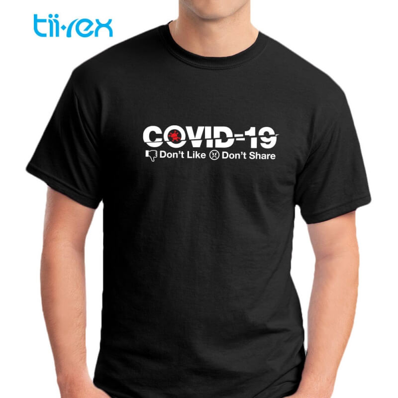 Tii-Rex No Share And Like Covid19 Black Round Neck Cotton T Shirt