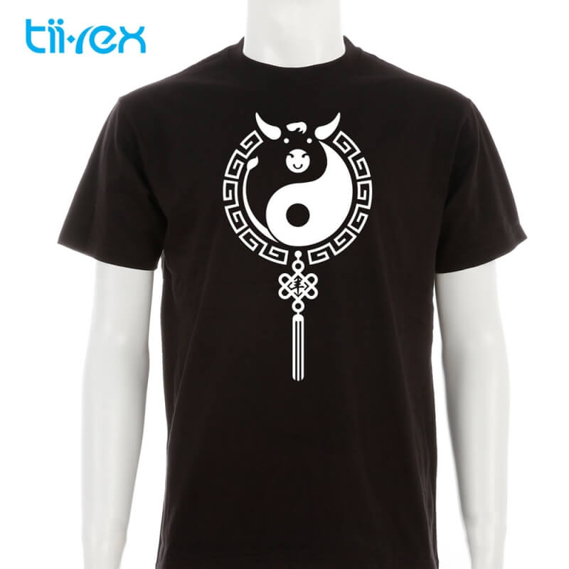 Tii-Rex Taichi Cow Tshirt 牛转乾坤 Ox Yingyang Icon Unisex Round Neck Short Sleeve T Shirt