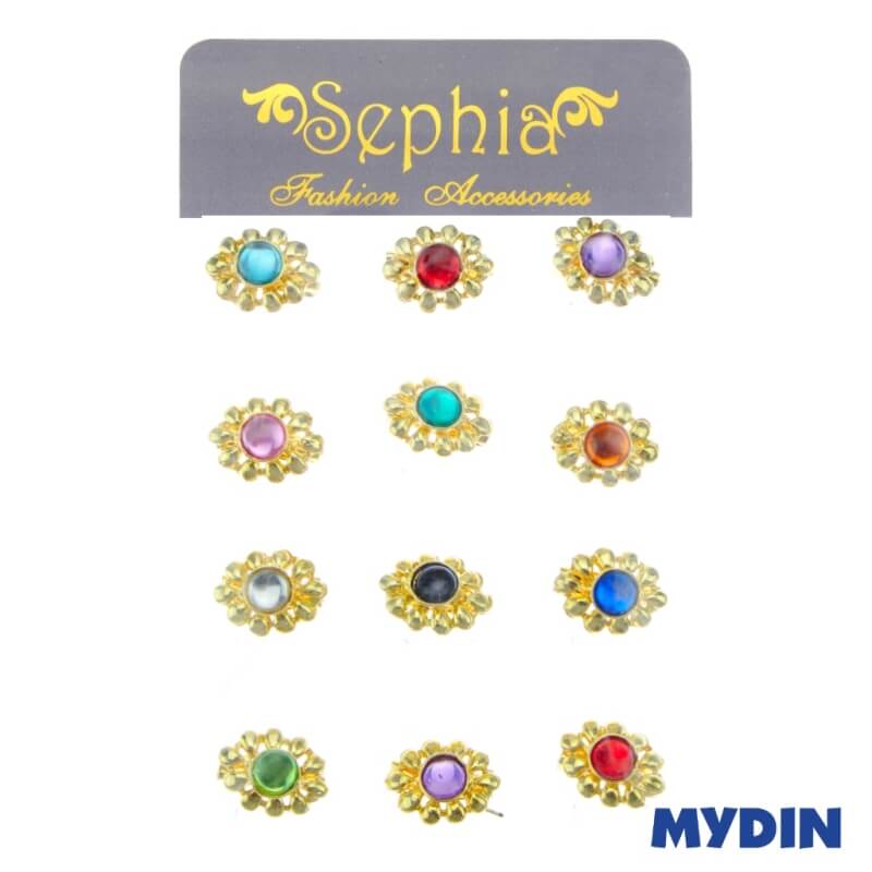Assorted Sephia Tini Mini Pin Brooch Gold With Stone 12s JP3918D7G-1
