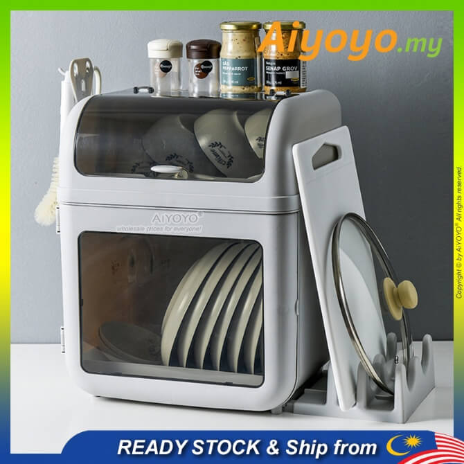 2 Tiers Dish Rack Dish Drainer Dish Storage Rak Pinggan Bertutup Bekas