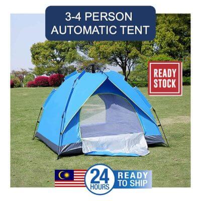 3-4 Person AUTOMATIC EASY CAMPING TENT Khemah sesuai untuk 3-4 Orang Kemping Outdoor Camping Kem Senang Buka Dan Simpan Easy Pop up Collapsible Tent Waterproof Hiking Outdoor Camping Nature Travel Fishing Adventure 4 person