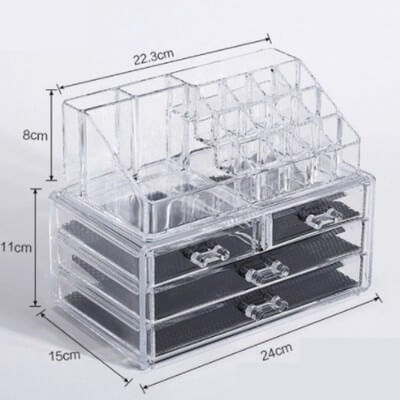 16-Compartment Cosmetic Storage Organizer with Extra 4 Drawers (RYJS4400-003)