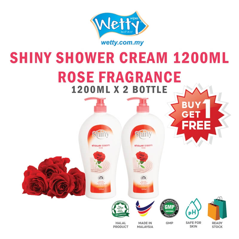 Shiny Shower Cream Gel Fragrant Shampoo Mandi Wangi Body Wash Bath (1200ml) [BUY 1 FREE 1]