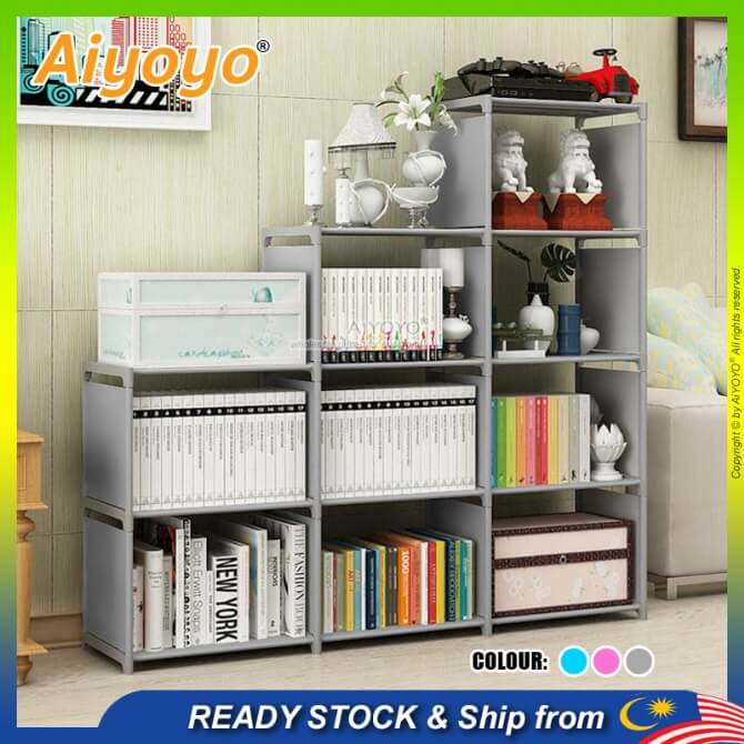 Book Shelf Bookcase Rak Buku Book Shelves DIY Book Storage Cabinet Storage Study Home Organizer Storage Cabinet Living Room Bedroom Kitchen Office Workplace Space Saver