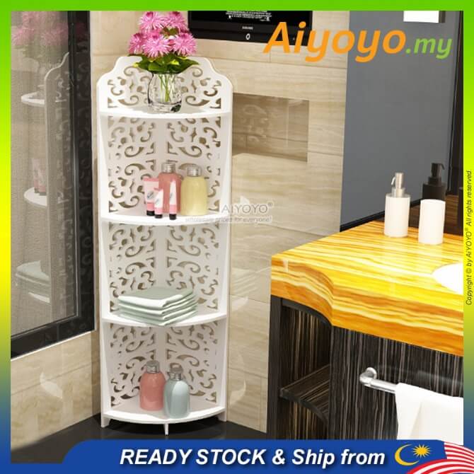 4 Tier White Wood Corner Shelf Corner Rack Storage Corner