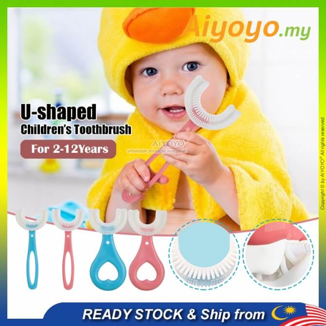 U-Shaped Children Toothbrush Baby Toothbrush Kids Toothbrush Berus Gigi Budak 2-12Y Child Toothbrush 360 Degree Soft Silicone Mouth Teeth Cleaning Tool Oral Care Cleaning Gosok Gigi