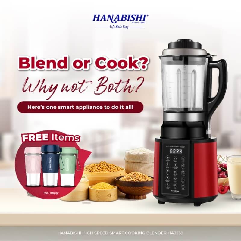 Hanabishi High Speed Smart Cooking Blender HA3239 FREE HA3138B JUICER WORTH RM119