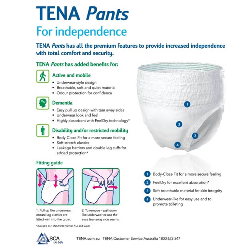 TENA Pants Super Adult Pull Up Incontinence Pants Size Extra Large 1 Pack  of 12