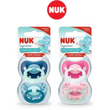 NUK Signature (6-18 Month) Soother Twin Pack 2pcs - blue/ pink