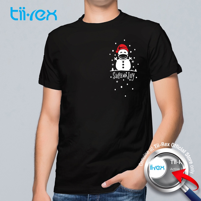 Tii-Rex Snowman Safe n\' Joy Christmas Season Gift Premium Unisex Round Neck Cotton T-Shirt
