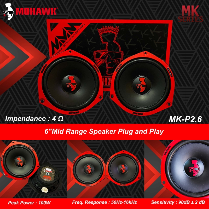 Mohawk MK-P2.6 6\'+String.fromCharCode(34)+\'Mid Range Speaker Plug N Play Perodua Axia Alza Myvi New Old Lagi Best Bezza Ativa Aruz