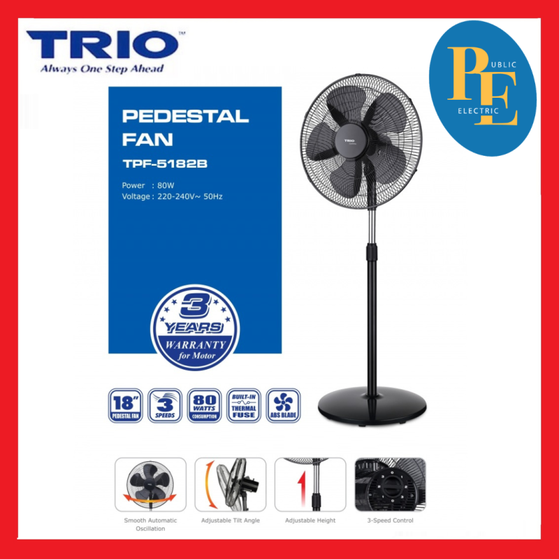 Trio 18" / 45cm Stand Fan Pedestal Fan TPF-5182B