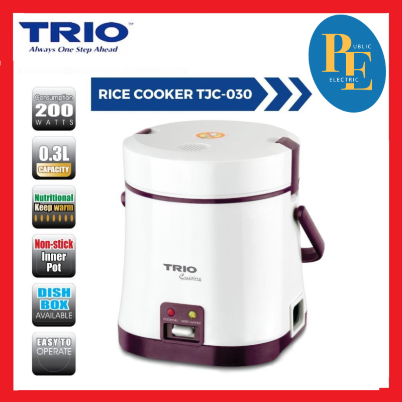Trio 0.3L Rice Cooker with Detachable Cover & Dish Box TJC-030