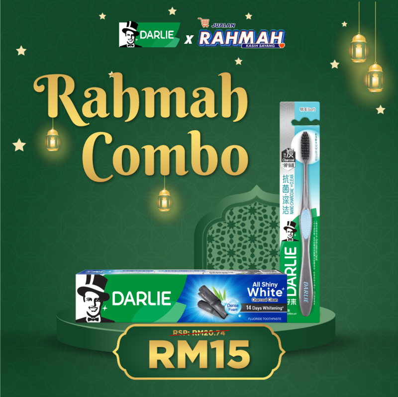 Rahmah Kasih Sayang Darlie Whitening Toothpaste Charcoal Clean 140g + Charcoal Clean Toothbrush 1 Unit