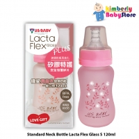 US Baby Lacta Flex Glass Plus Standard Neck Bottle - S120ml