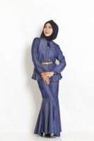 Fashion Two-Piece Modern Jubah Dress With High Neck Peplum Top & Mermaid Style Skirt (Without Shawl)