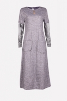 Fashion Classic Half Stripe Sleeve Modern Jubah Dress With Pockets