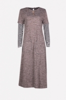 Fashion Classic Half Stripe Sleeve Modern Jubah Dress With Pockets