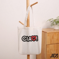 (JIDA)[JIDA] Simple Wen Qing Shoulder Washed Canvas Bag - Letter CLAO