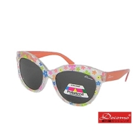 (docomo)Professional children's design polarized glasses for girls, cute transparent flower frame design, orange temples, ultra-UV protection