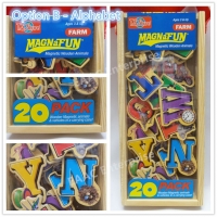 20 Wooden Magnetic Stickers Alphabet Numbering Animals Vehicles Dinosaurs