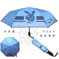 (playboy)[PLAYBOY] RA56001IB Full-shading Nano Black Vinyl Windproof Automatic Tri-folding Umbrella Aqua Blue