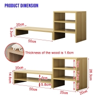 Wood Computer Monitor Stand Riser Desk Organizer for Home Office (Double Layer)