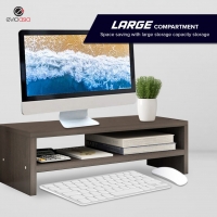 Wood Computer Monitor Stand Riser Desk Organizer for Home Office (Double Layer)
