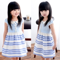 Summer "blue College Wind" sweet little dress