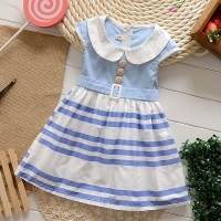 Summer "blue College Wind" sweet little dress