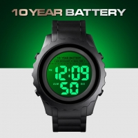 SKMEI 1625 Big Dial Dual Time 10 Year Battery Time Sport Watch Mens LED Backlight Digital