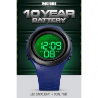 SKMEI 1675 Big Dial Dual Time 10 Year Battery Time Sport Watch Mens LED Backlight Digital