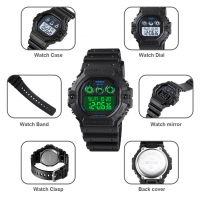 [Malaysia SKMEI] 1606 Light LED Display Digital Military Sports Watches Stopwatch Men's Watch Countdown