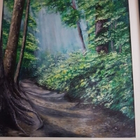 Lukisan Pemandangan Hutan ( cat Minyak atas Kanvas)