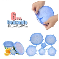 6PCS Reusable Silicone Wrap Food Fresh Keeping Wrap Kitchen Tools Silicone Food Wrap Seal Lid Cover Stretch Accessorie