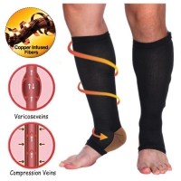 Open Toe Knee Length Zipper Compression Stockings Women Slim Sleeping Beauty Leg-Support Medical Prevent Varicose Veins