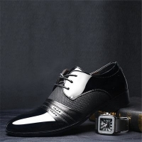 Men Business Shoes Formal Pointed Toe Lace Up Business Blucher Shoes (BLACK)