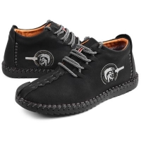 ????Men's Shoes???? Fashion Comfortable Leisure Durable Casual Leather Shoes for Men (BLACK)