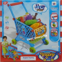 DIY Shopping Supermarket Trolley Cart + Grocery Food Toys 26x37x52cm