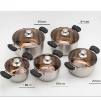 ⚡Ready Stock⚡Set Periuk Stainless Steel 10pc High-Quality Cookware Soup Pot With Brown Glass Lid (10SBL)