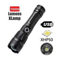 50000 lumens XLamp XHP50 most powerful flashlight usb Zoom led torch