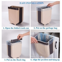 Kitchen Wall Mounted Folding Dustbin Cabinet Door Foldable Hanging Garbage Rubbish bin for Dry Wet Waste