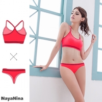 (Naya Nina)【Naya Nina】 Sports Underwear Moderate Movement No Rim Underwear Set (Y Back + Thong) - Peach