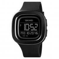 [Malaysia SKMEI ]1580 Men's Fashion Square Watch Rubber Band EL Light 2 Time Display Sports Student Accessaries Digital