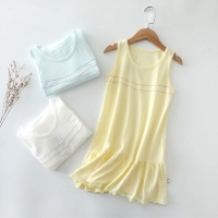 [Youbei selection] Girls Korean version of the lotus leaf skirt solid color home dress/pajamas/night skirt