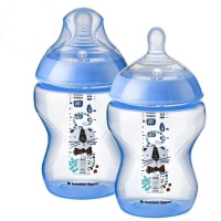 Tommee Tippee: Closer To Nature - Tinted PP Feeding Bottle 260ml/9oz With Super Soft Teat (Twin Bottles) *Blue Cat*
